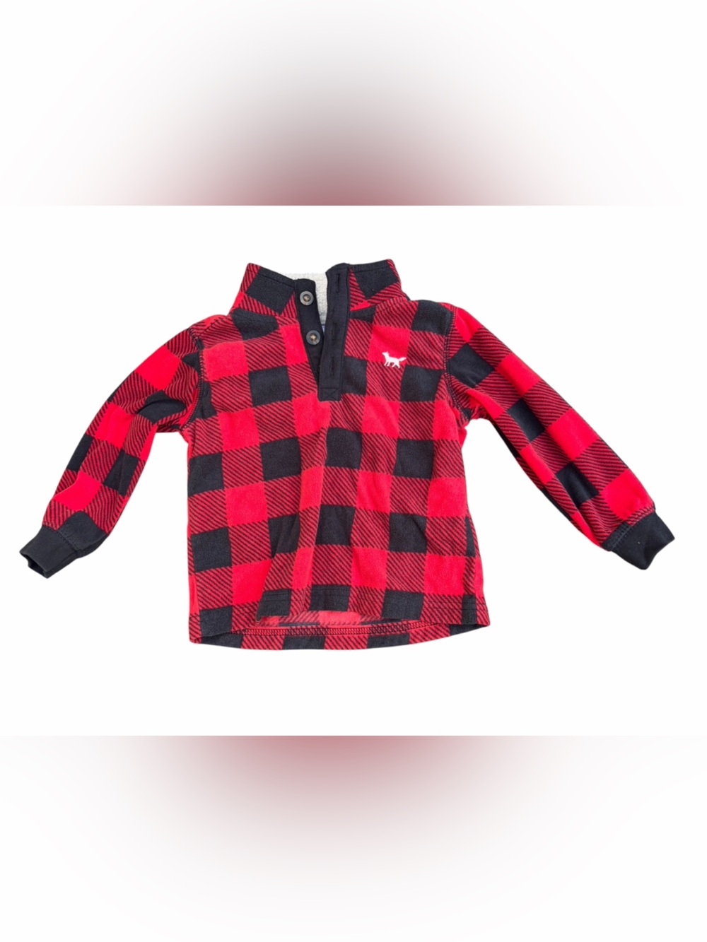 Carter’s Boys 24M Buffalo Plaid Fleece Pullover Red Black Sherpa Collar